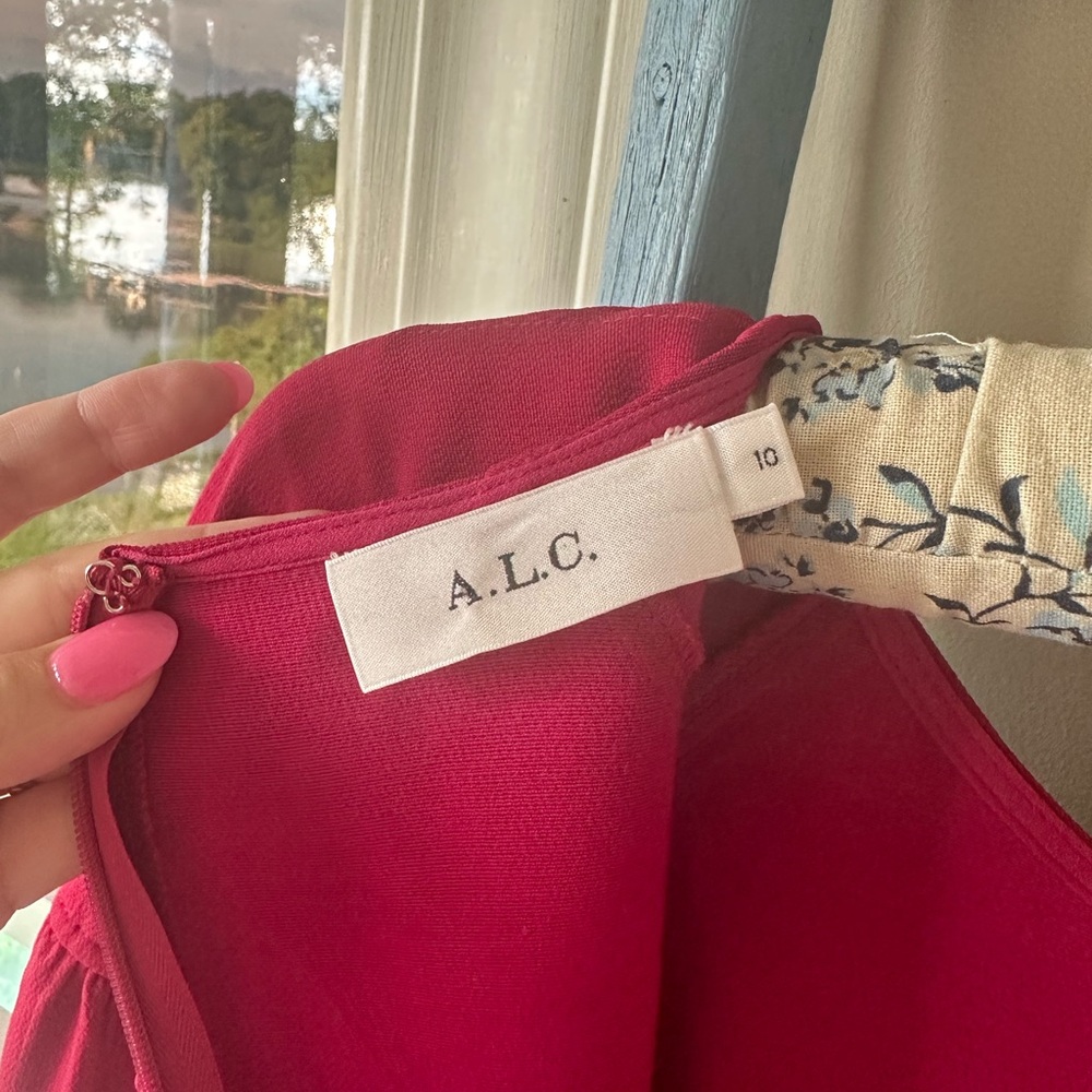 A.L.C Renton Puff Sleeve Dress in Magenta - Picture 6 of 9